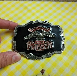 Vintage Harley-Davidson Black and Red Belt Buckle